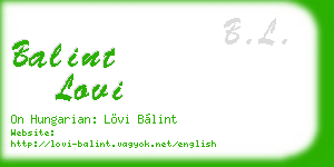 balint lovi business card